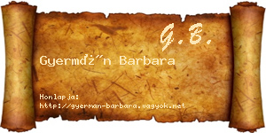 Gyermán Barbara névjegykártya